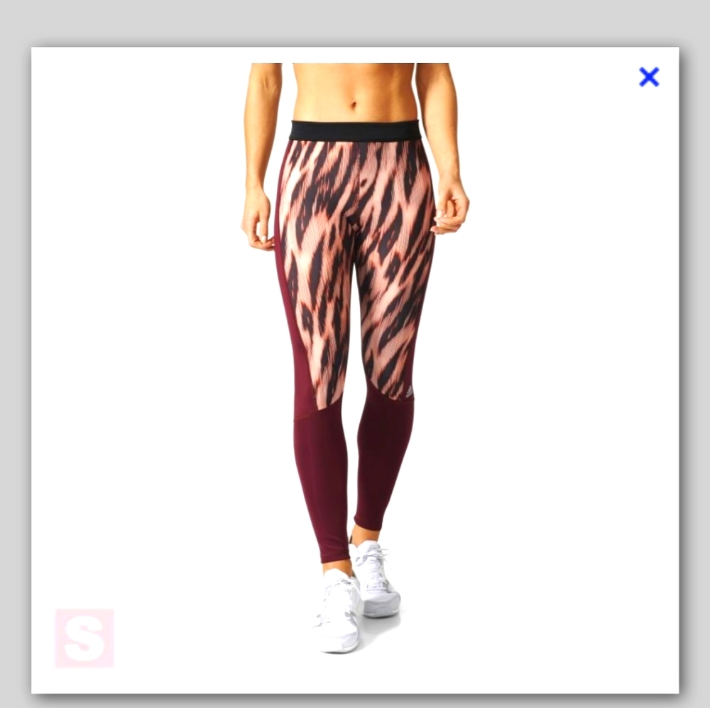 Adidas maroon energy print Leggings size small